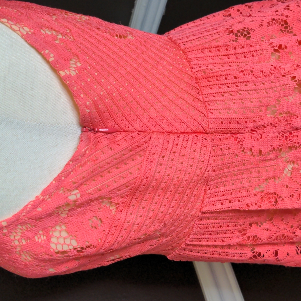 Free People Rocco pink crochet lace sleeveless fit & flare dress size 6 … - Picture 4 of 10